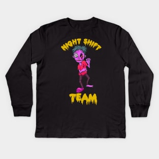 Team Night Shift, Scary Zombie Kids Long Sleeve T-Shirt